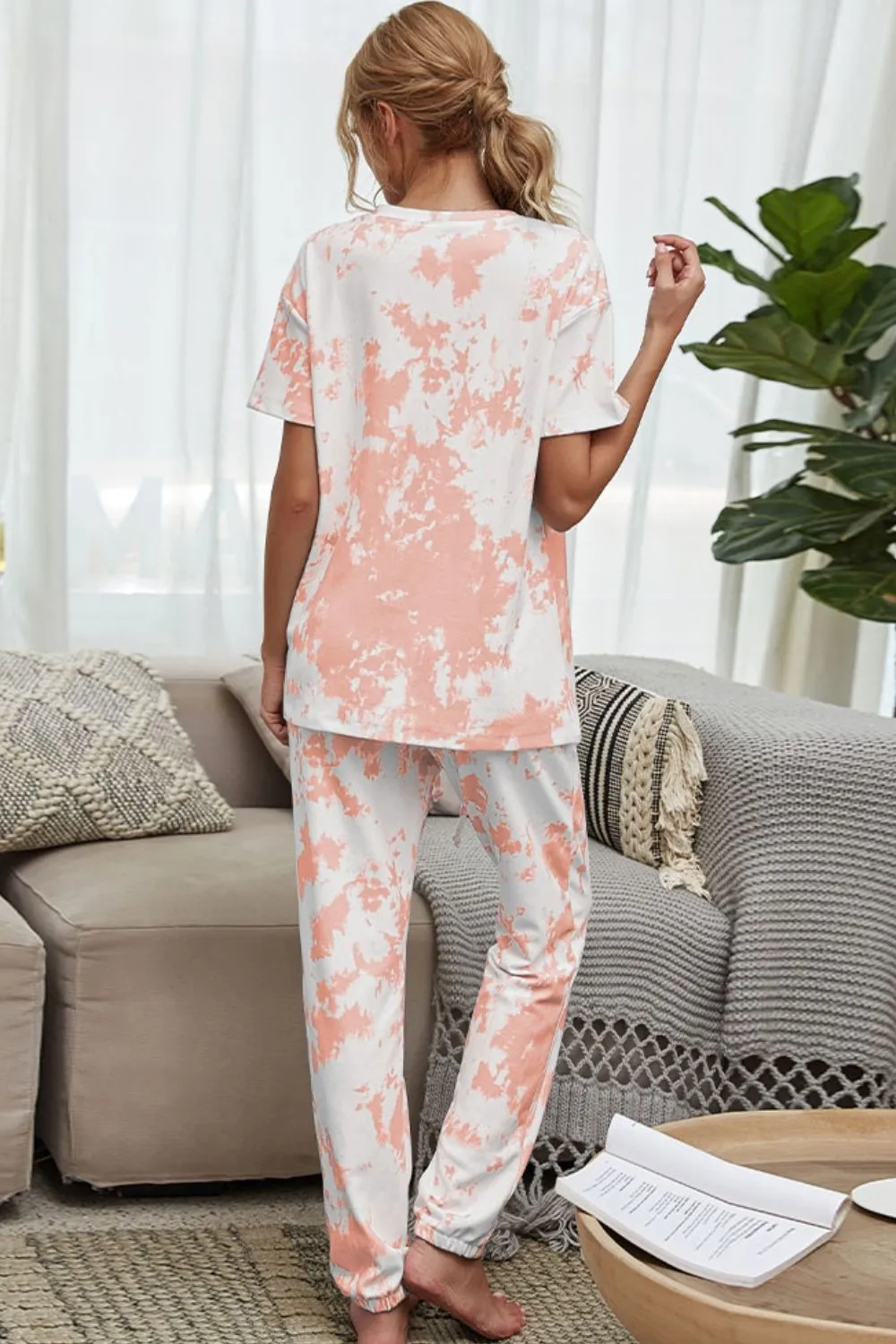 Shiny Tie-Dye Tee and Drawstring Waist Joggers Lounge Set sold by Gigi Laurent product image thumbnail 5