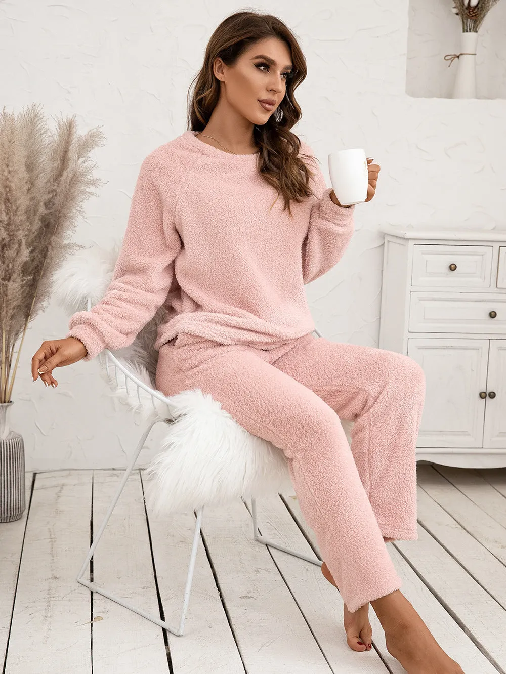 Ivy Lane Teddy Long Sleeve Top and Pants Lounge Set sold by Gigi Laurent product image thumbnail 3