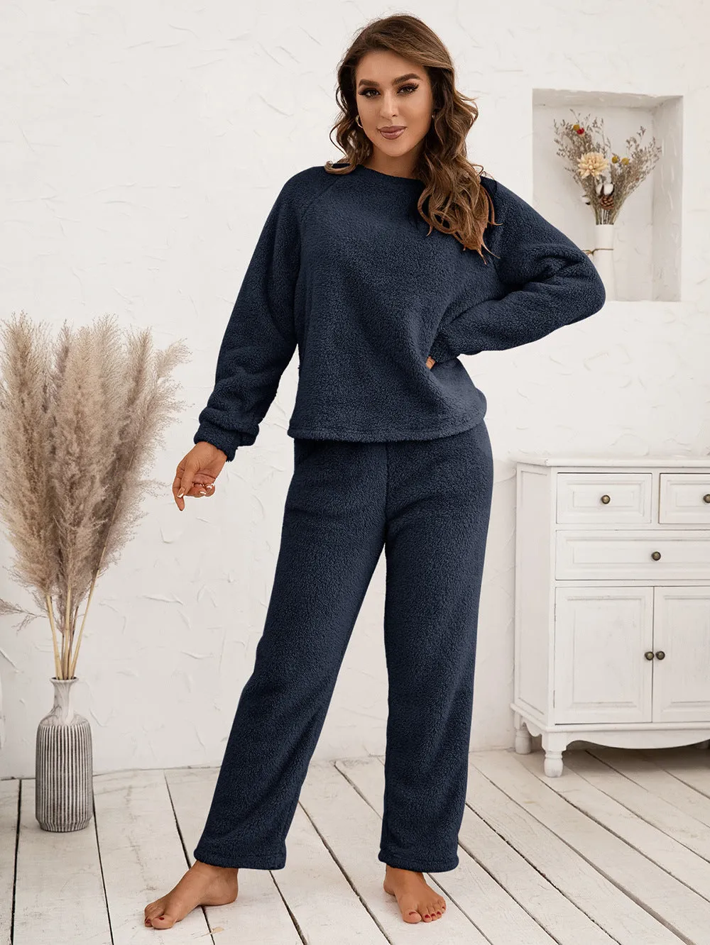 Ivy Lane Teddy Long Sleeve Top and Pants Lounge Set sold by Gigi Laurent product image thumbnail 4