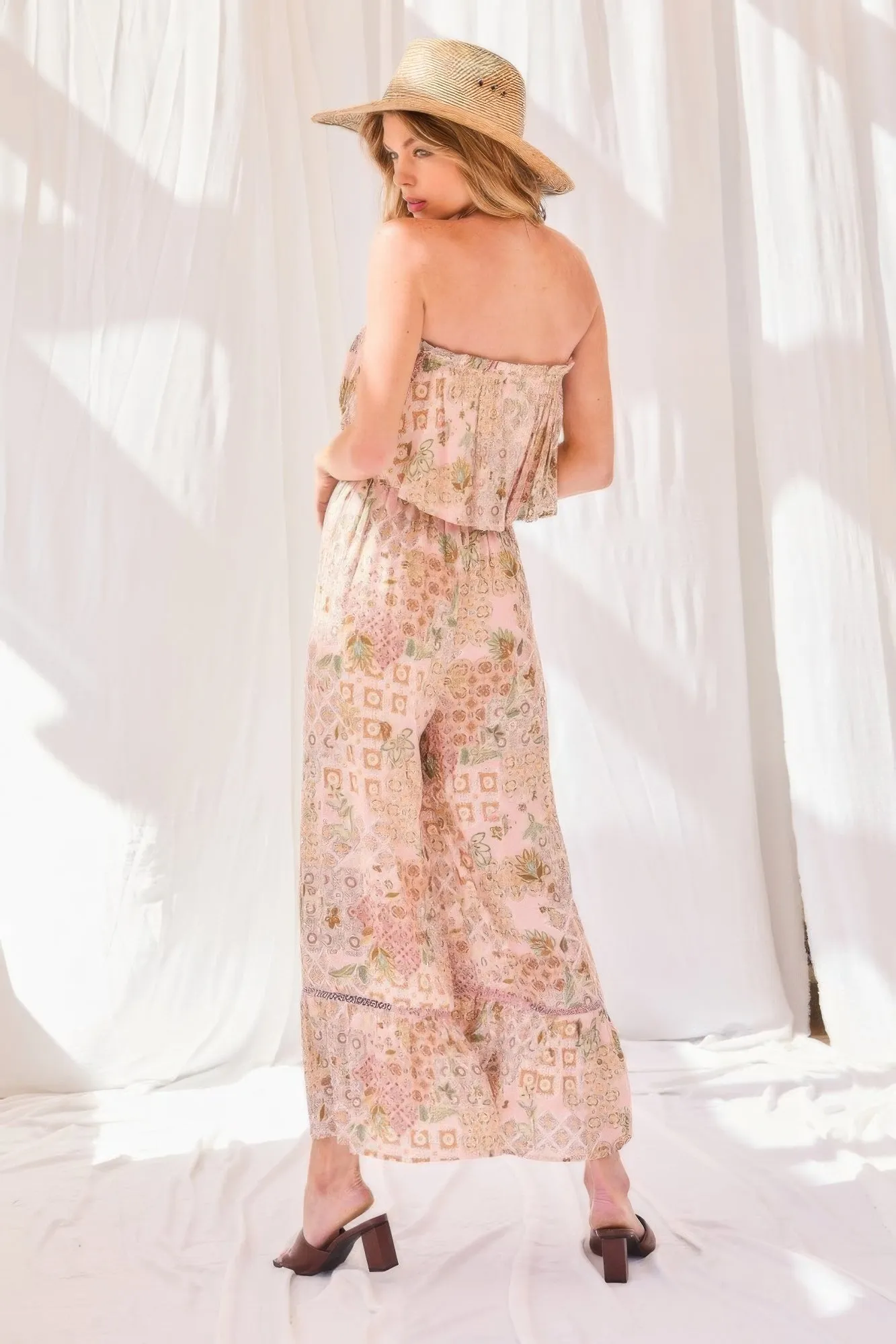 Tube Top With Tier Ruffle Waist Elastic Bottom Lace Trim Jumpsuit sold by Gigi Laurent product image thumbnail 4