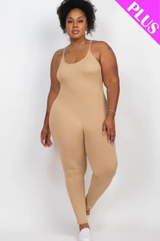 Plus Size Solid Bodycon Cami Jumpsuit sold by Gigi Laurent