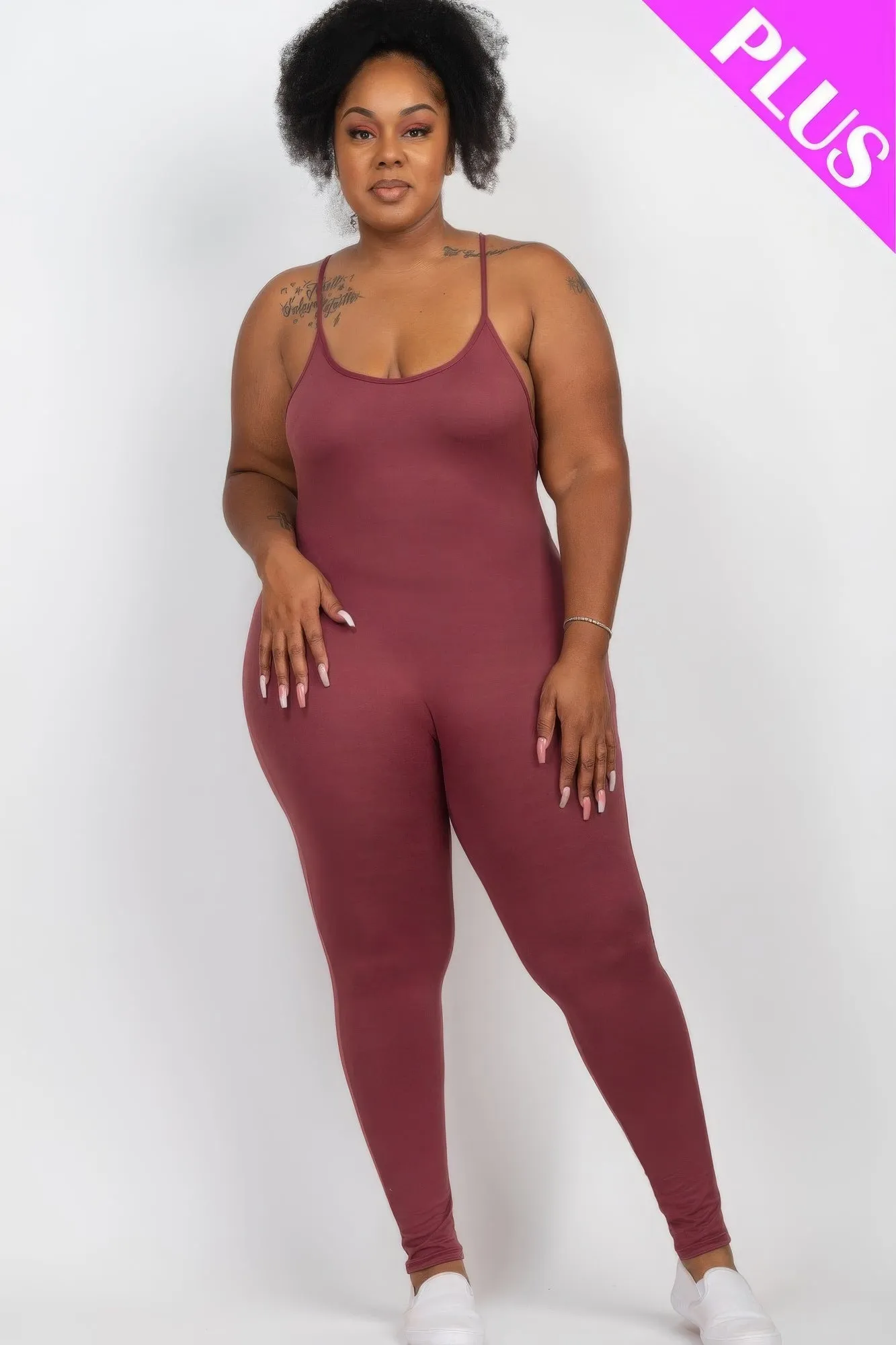 Plus Size Solid Bodycon Cami Jumpsuit sold by Gigi Laurent