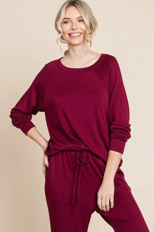 Super Lady Round Neck Raglan Sleeve Top and Pants Lounge Set sold by Gigi Laurent