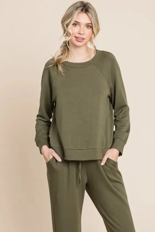 Super Lady Round Neck Raglan Sleeve Top and Pants Lounge Set sold by Gigi Laurent