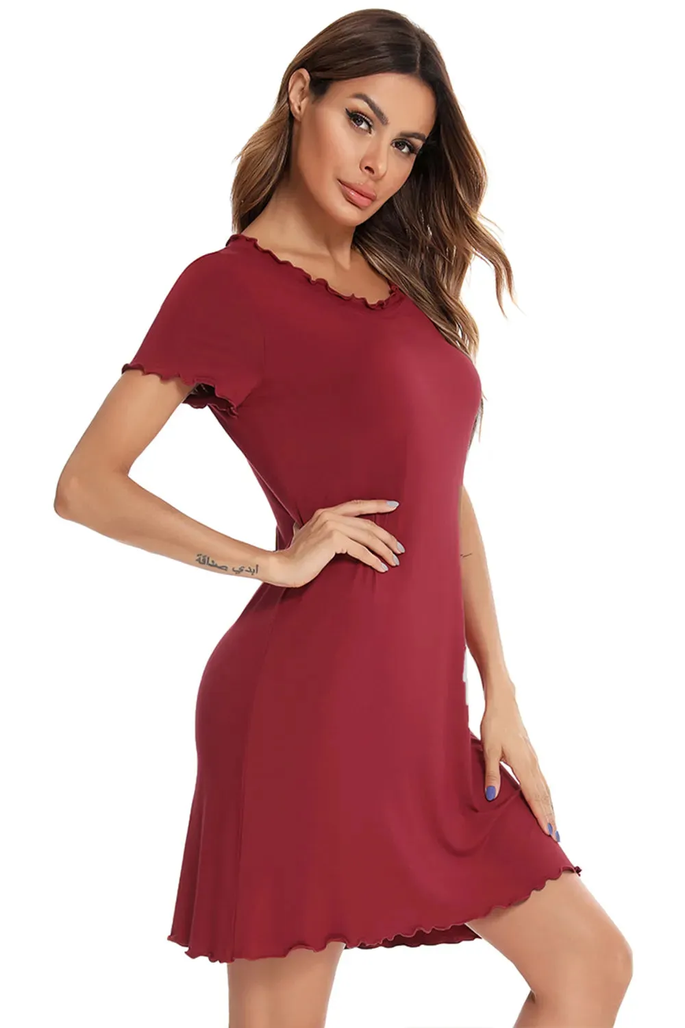 Round Neck Short Sleeve Lounge Dress sold by Gigi Laurent product image thumbnail 5