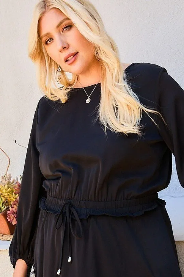 Round Neck 3/4 Bubble Sleeve Gingham Ruffle Romper sold by Gigi Laurent product image thumbnail 5