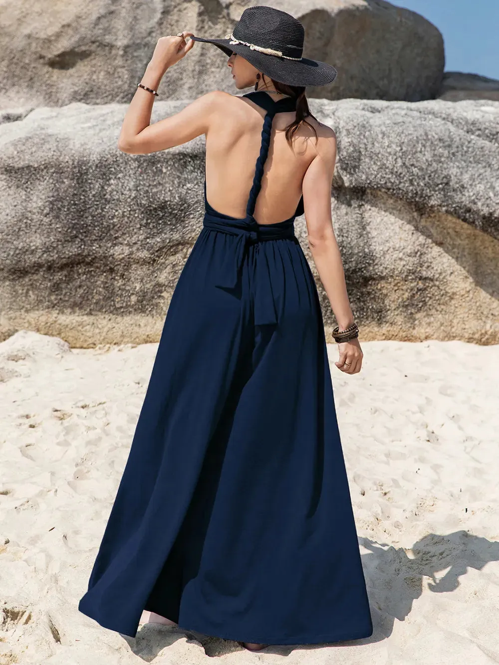 Surplice Wide Leg Jumpsuit with Free Tie sold by Gigi Laurent product image thumbnail 4