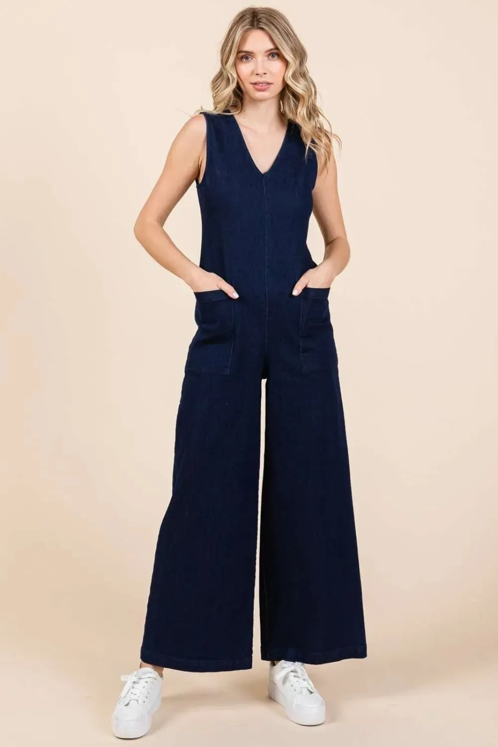 Mittoshop Sleeveless Wide Leg Denim Jumpsuit sold by Gigi Laurent product image thumbnail 4