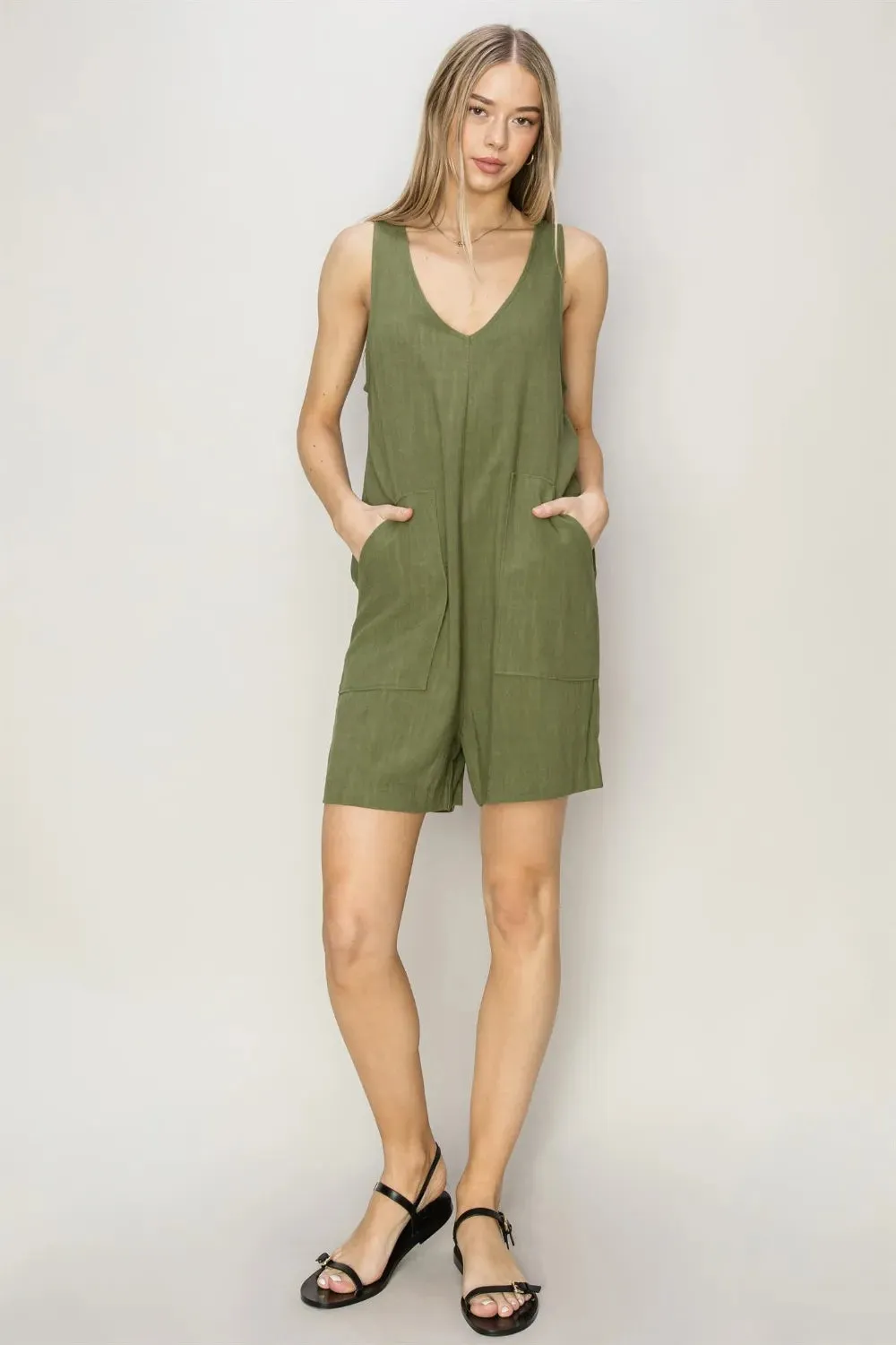HYFVE V-Neck Sleeveless Romper with Pockets sold by Gigi Laurent product image thumbnail 4