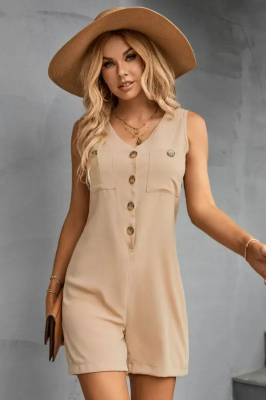 V-Neck Sleeveless Romper sold by Gigi Laurent