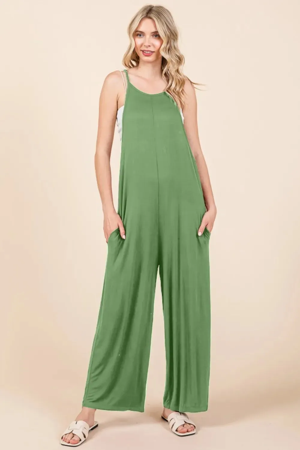 Culture Code Full Size Sleeveless Wide Leg Jumpsuit with Pockets sold by Gigi Laurent