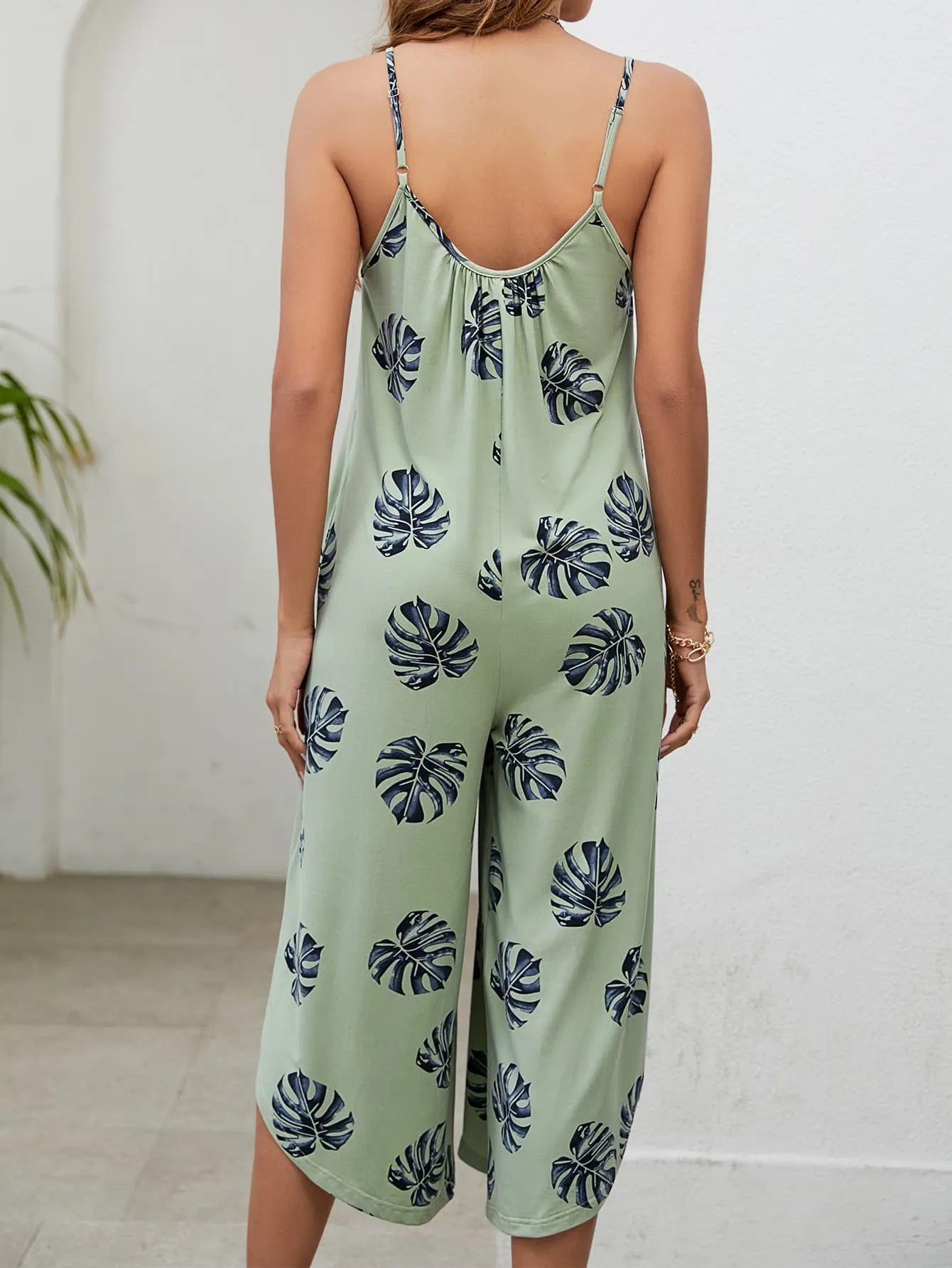 Botanical Print Spaghetti Strap Scoop Neck Jumpsuit sold by Gigi Laurent product image thumbnail 2