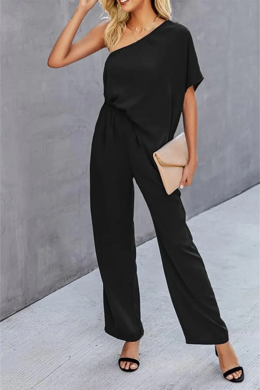 Single Shoulder Short Sleeve Jumpsuit sold by Gigi Laurent product image thumbnail 3
