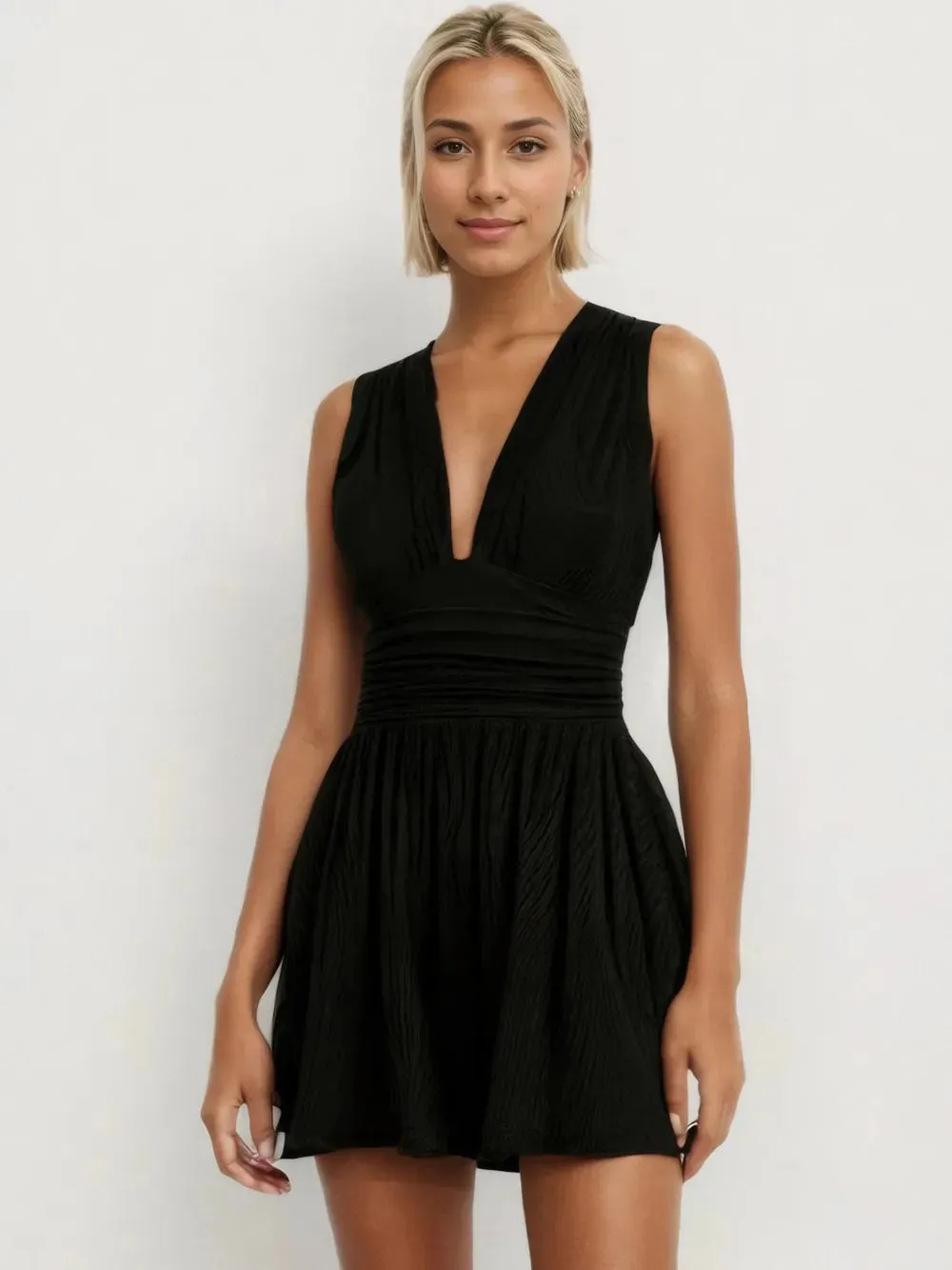 Ruched Plunge Sleeveless Romper sold by Gigi Laurent product image thumbnail 5