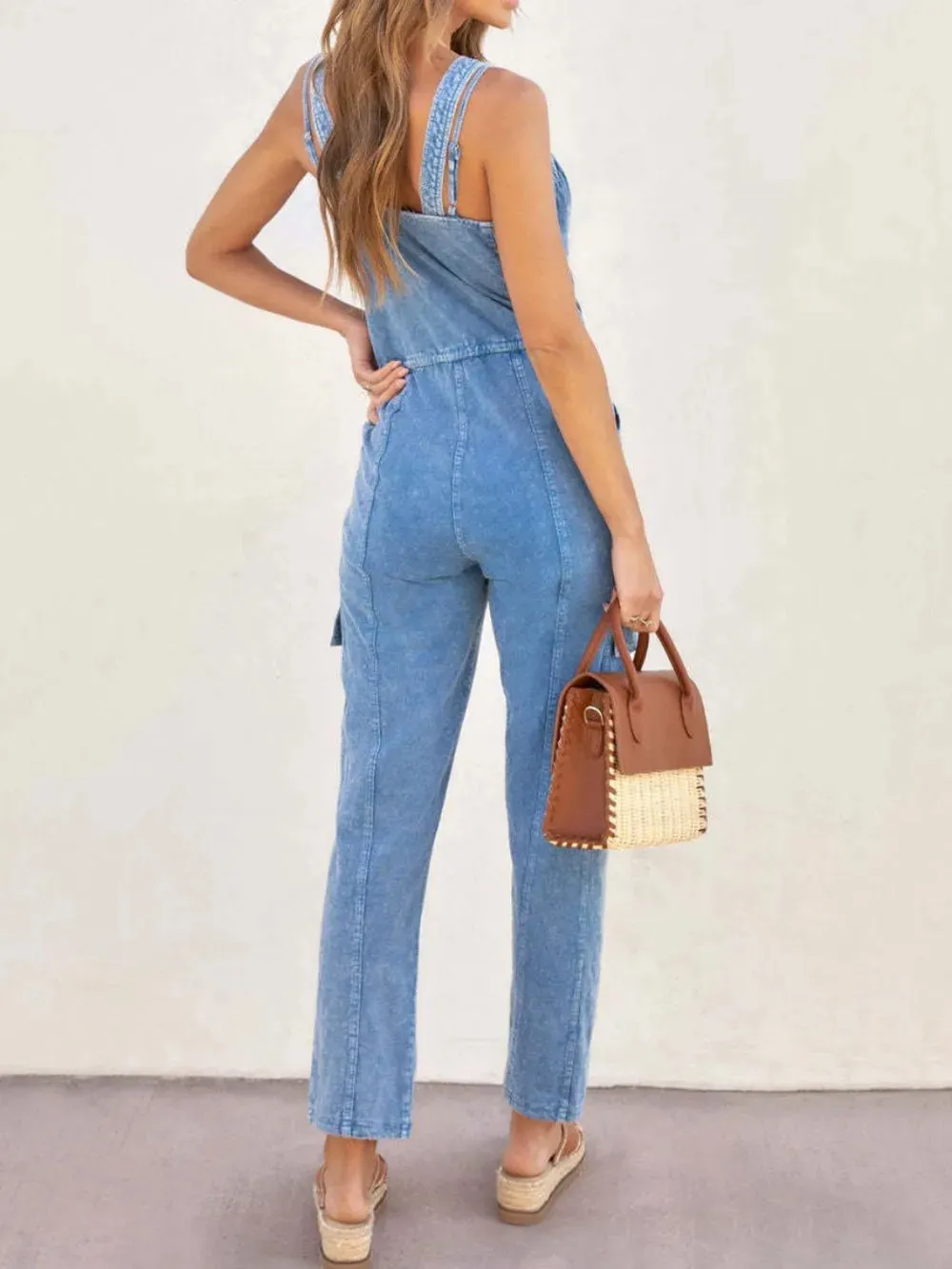 V-Neck Sleeveless Denim Jumpsuit sold by Gigi Laurent product image thumbnail 3