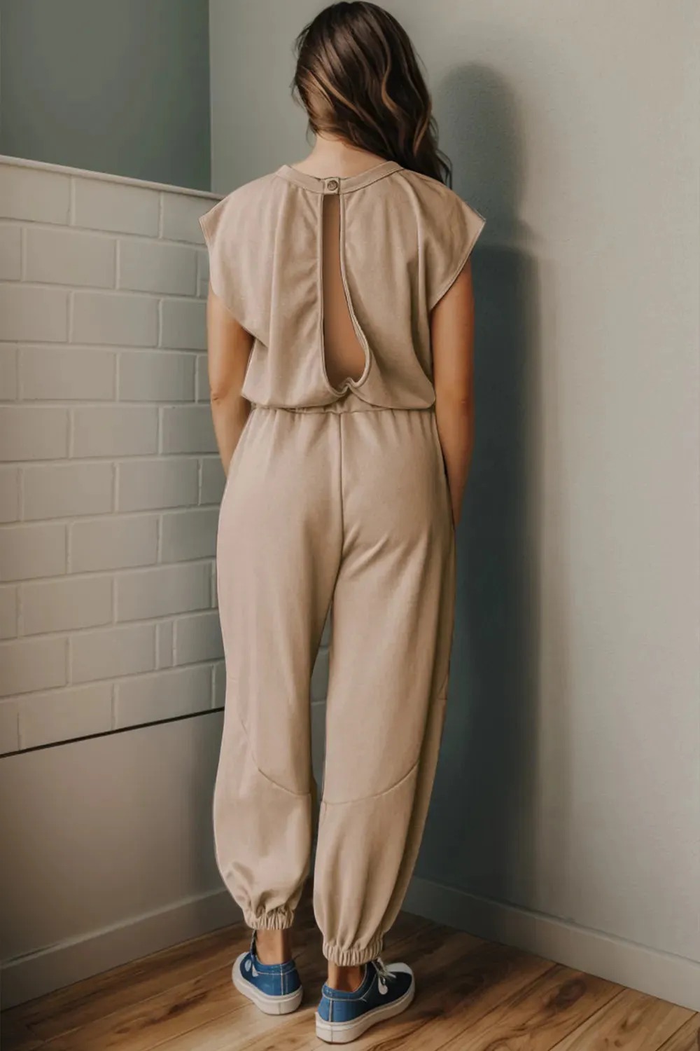 Drawstring Round Neck Cap Sleeve Jumpsuit sold by Gigi Laurent product image thumbnail 3