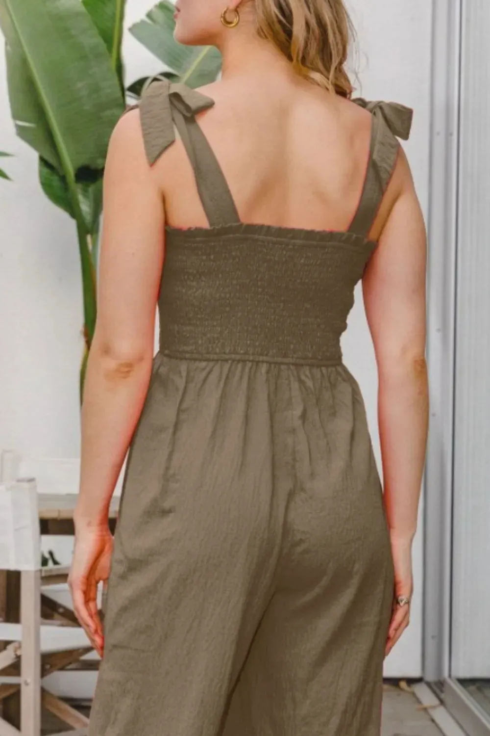 ODDI Full Size Bodice Smocked Sleeveless Jumpsuit sold by Gigi Laurent product image thumbnail 3