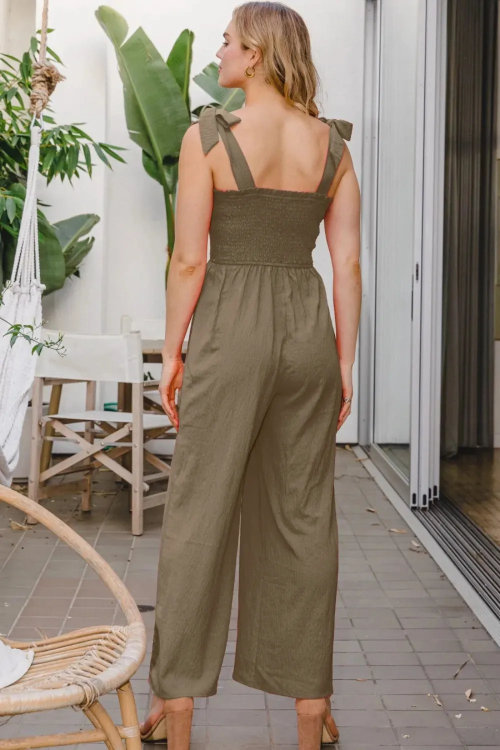 ODDI Full Size Bodice Smocked Sleeveless Jumpsuit sold by Gigi Laurent product image thumbnail 2