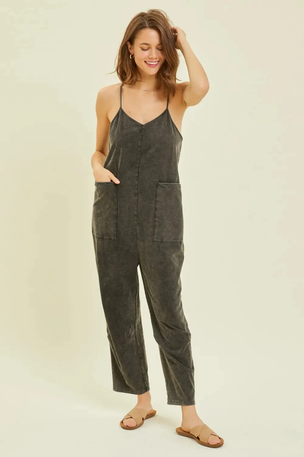 HEYSON Full Size Mineral-Washed Oversized Jumpsuit with Pockets sold by Gigi Laurent