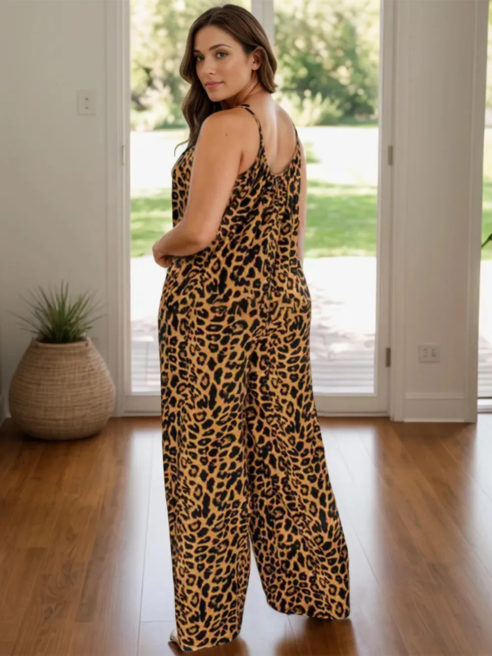 Full Size Leopard Scoop Neck Wide Leg Jumpsuit sold by Gigi Laurent product image thumbnail 2
