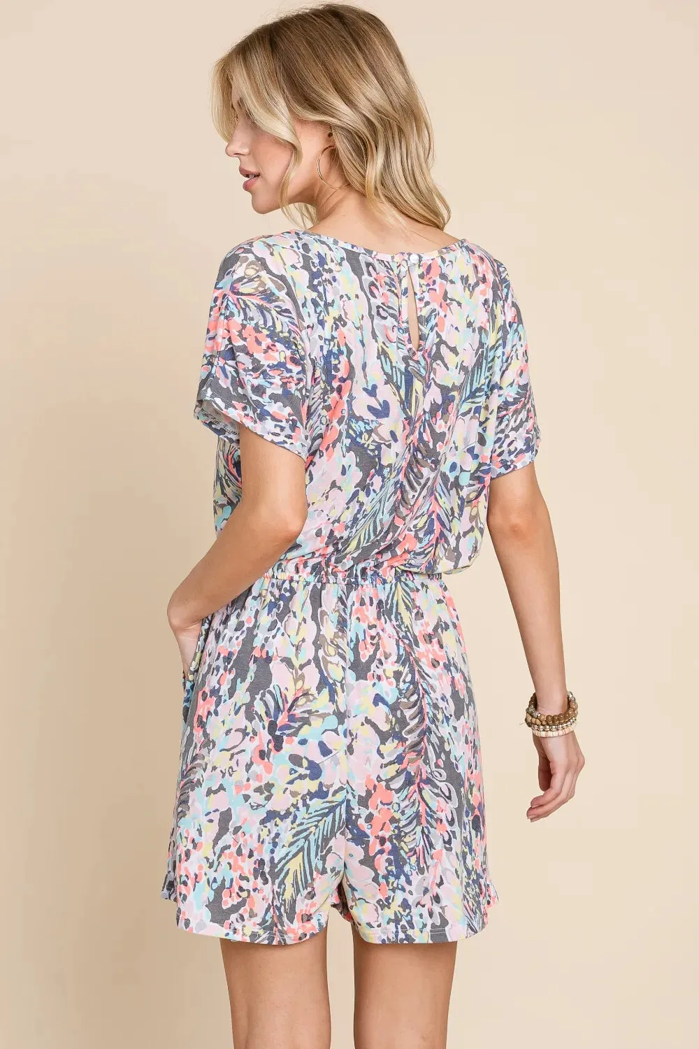 BOMBOM Printed Short Sleeve Drawstring Romper sold by Gigi Laurent product image thumbnail 2