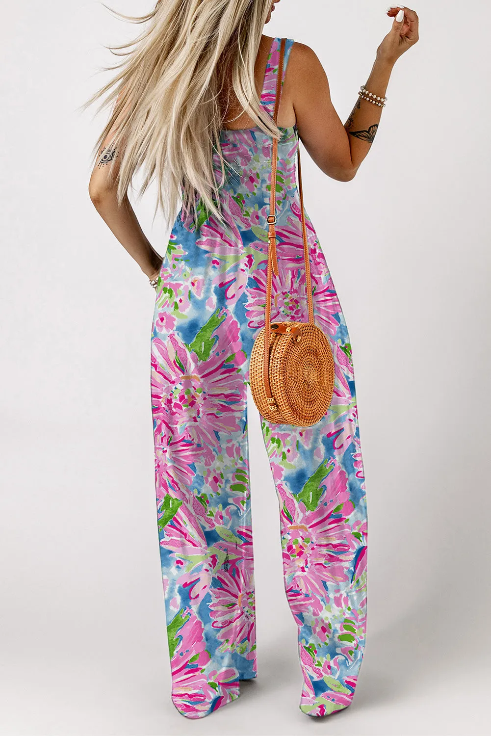 Floral Smocked Square Neck Jumpsuit with Pockets sold by Gigi Laurent product image thumbnail 2