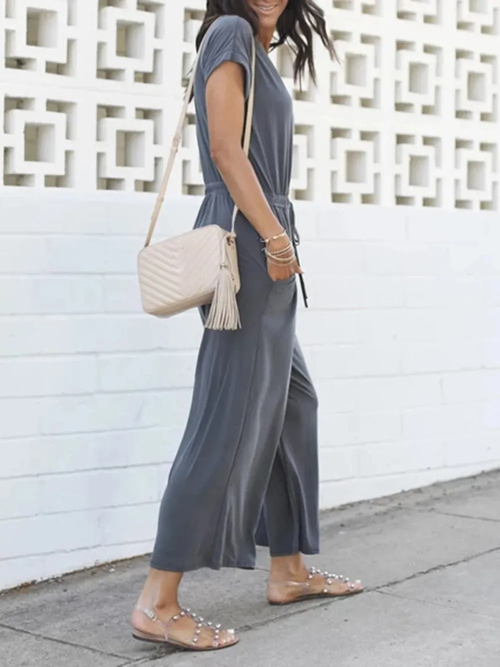 V-Neck Short Sleeve Jumpsuit sold by Gigi Laurent product image thumbnail 2