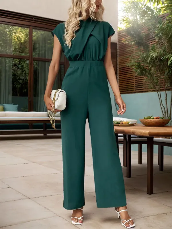 Perfee Cutout Cap Sleeve Wide Leg Jumpsuit sold by Gigi Laurent