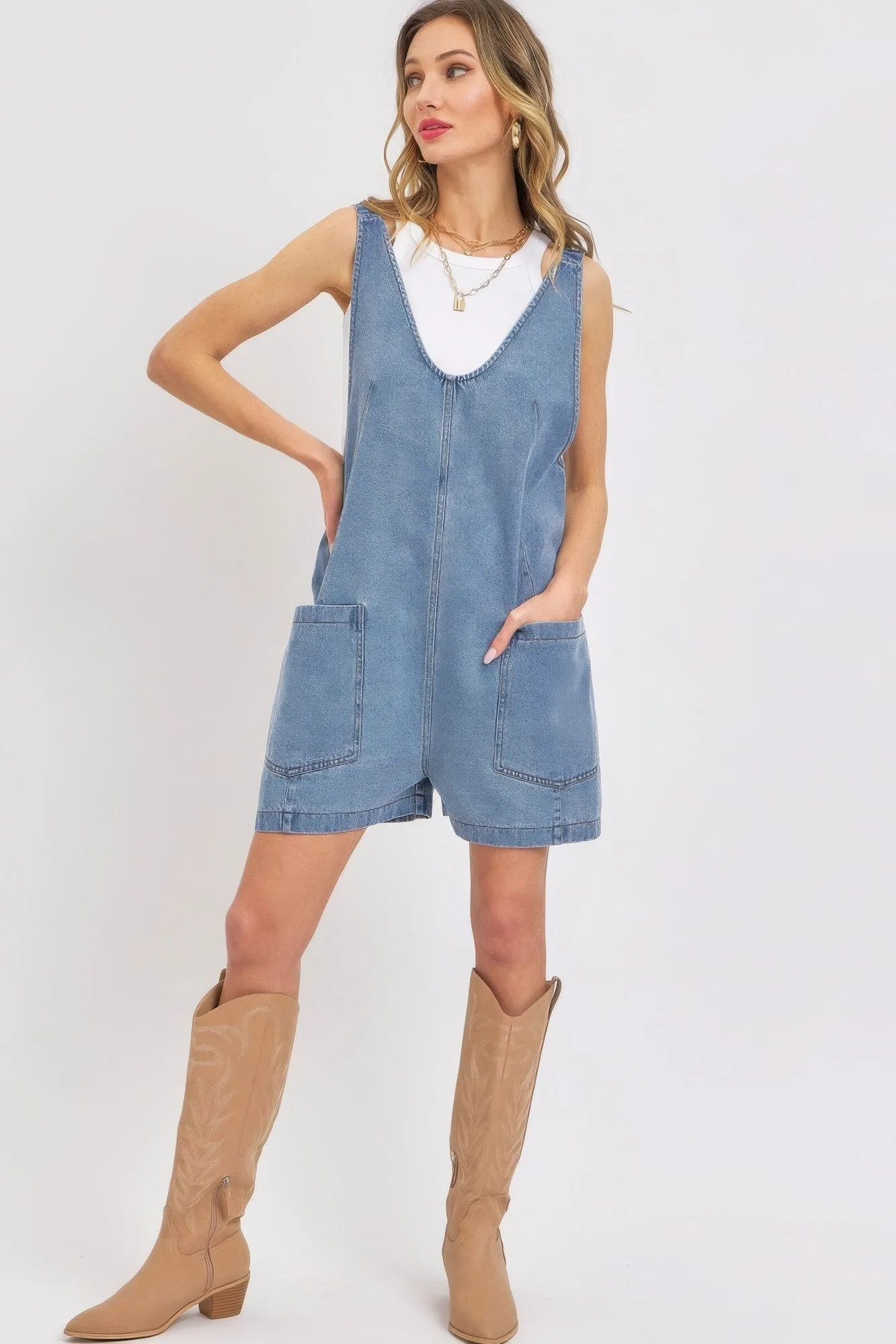 Summer Denim Overall Romper sold by Gigi Laurent product image thumbnail 2