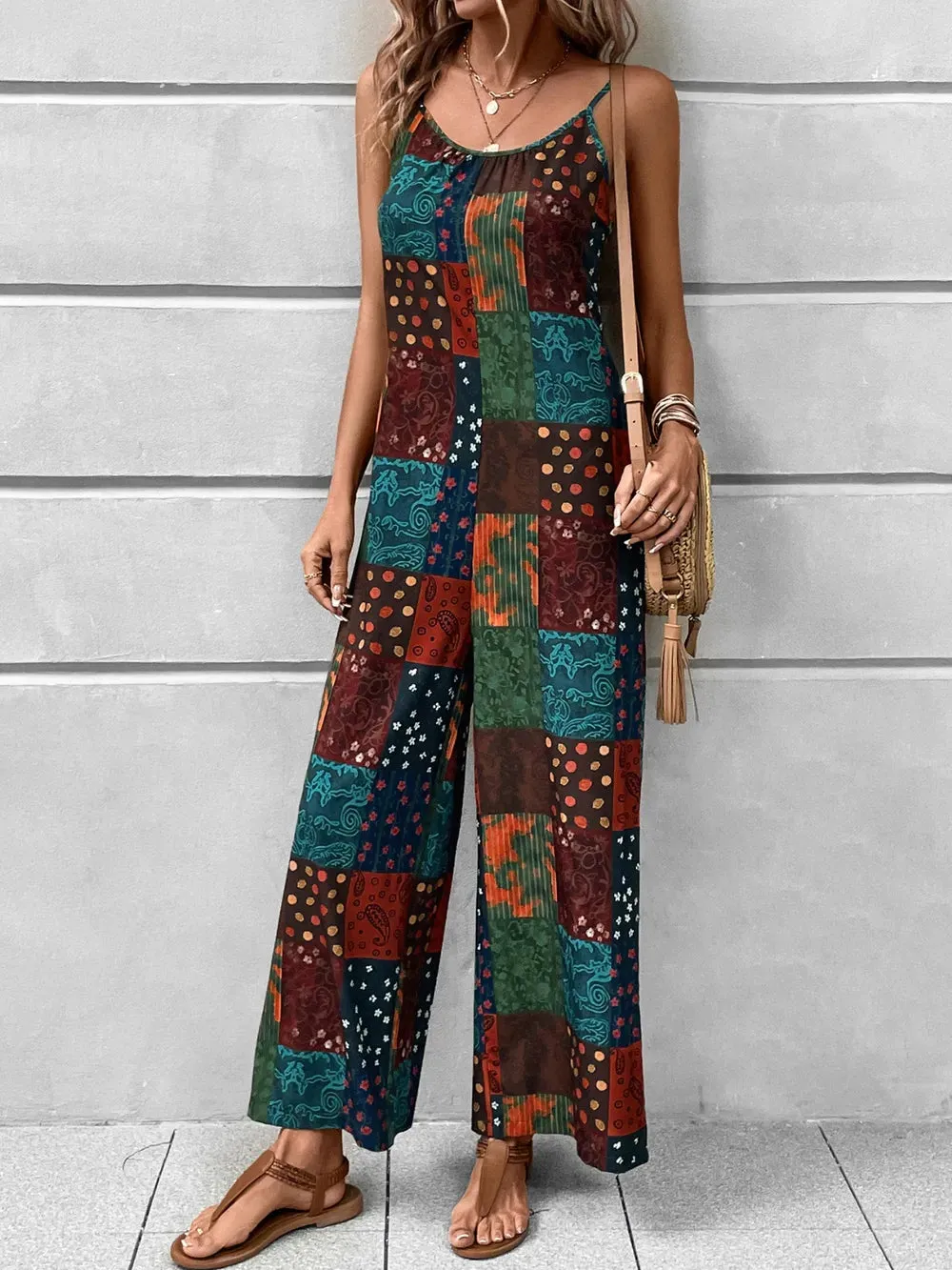 Printed Scoop Neck Spaghetti Strap Jumpsuit sold by Gigi Laurent product image thumbnail 5