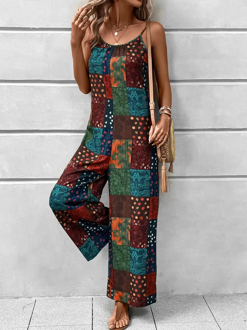Printed Scoop Neck Spaghetti Strap Jumpsuit sold by Gigi Laurent product image thumbnail 4