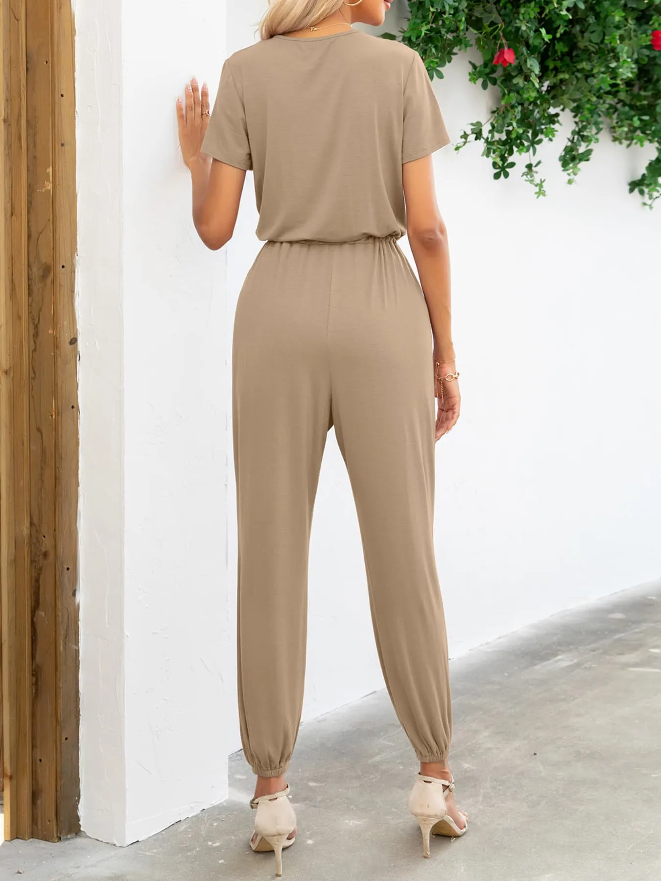 Short Sleeve V-Neck Jumpsuit with Pockets sold by Gigi Laurent product image thumbnail 2