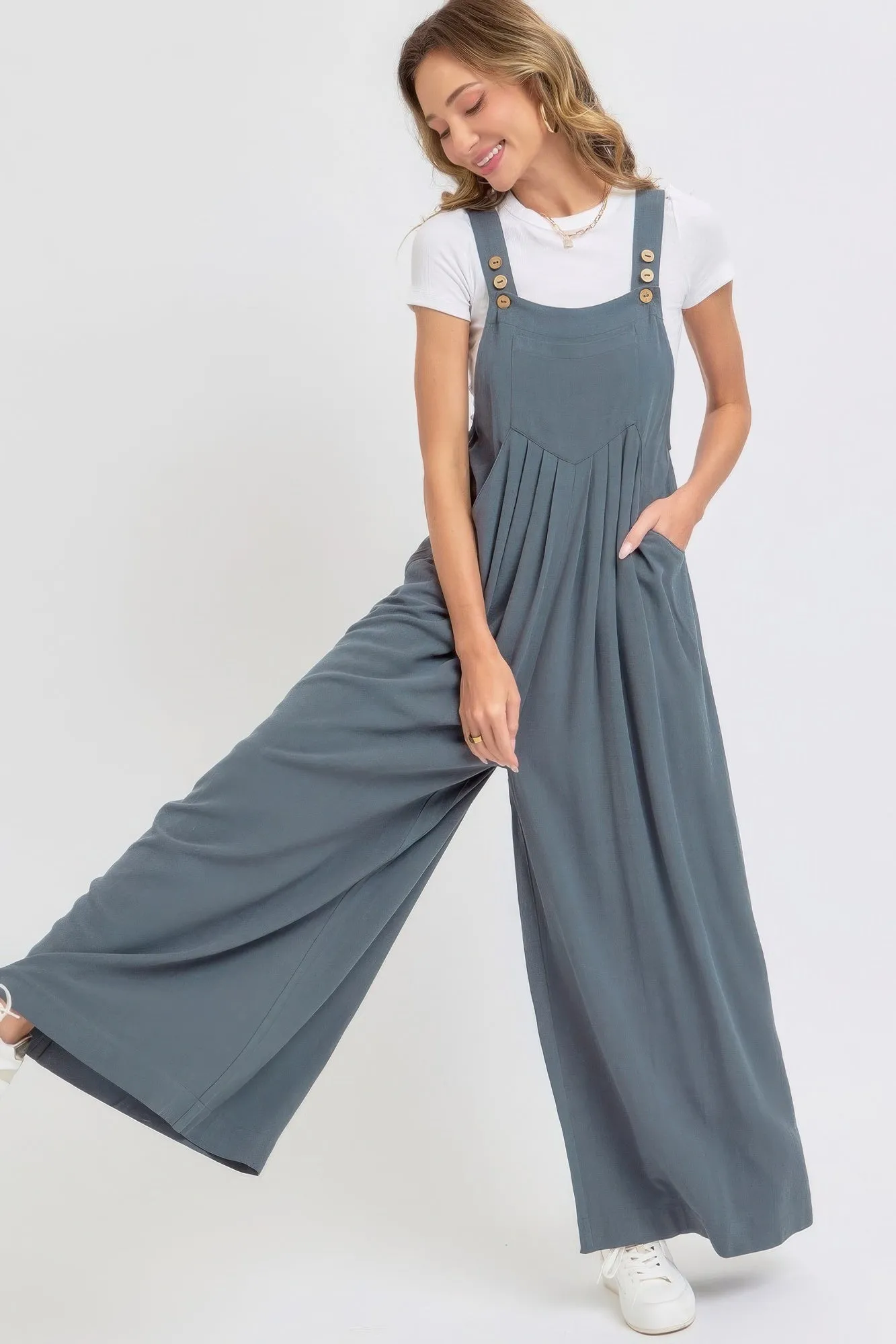 Adjustable Strap Overall Wide Leg Jumpsuit sold by Gigi Laurent product image thumbnail 3