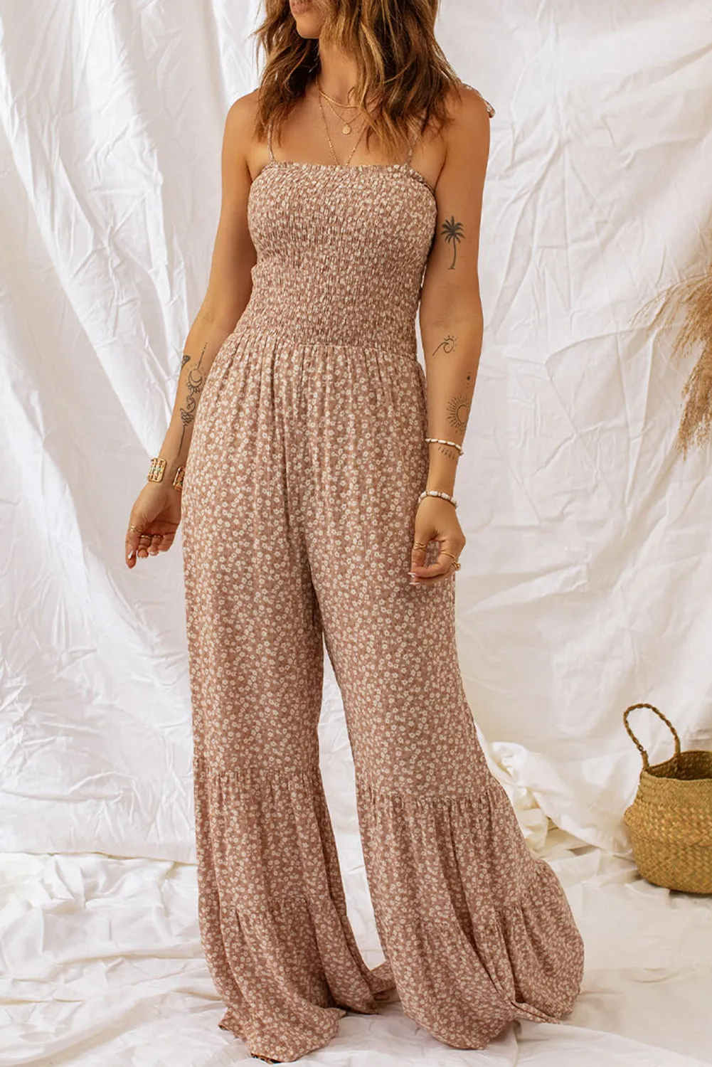 Floral Spaghetti Strap Smocked Wide Leg Jumpsuit sold by Gigi Laurent product image thumbnail 3