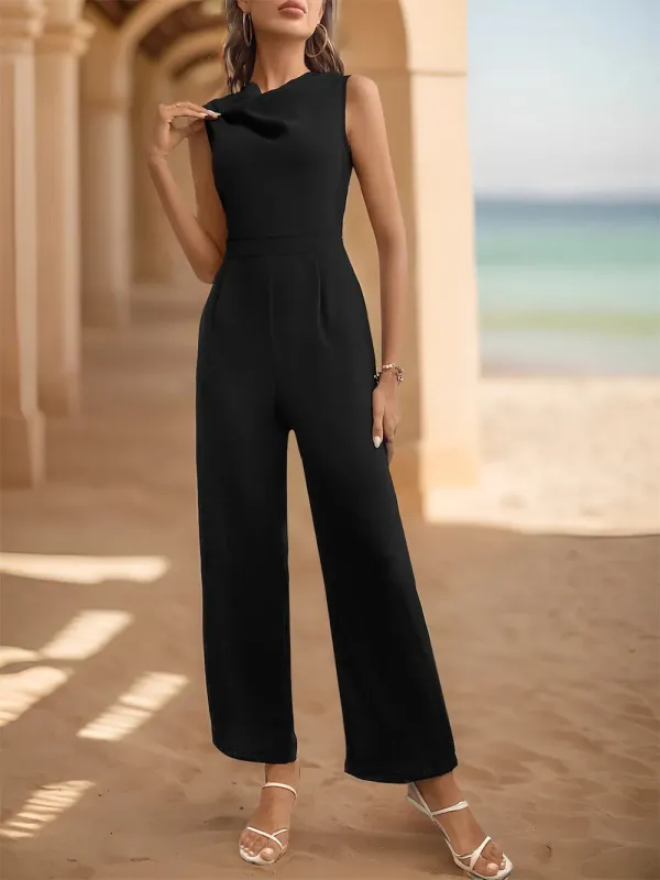Perfee Sleeveless Jumpsuit with Pockets sold by Gigi Laurent