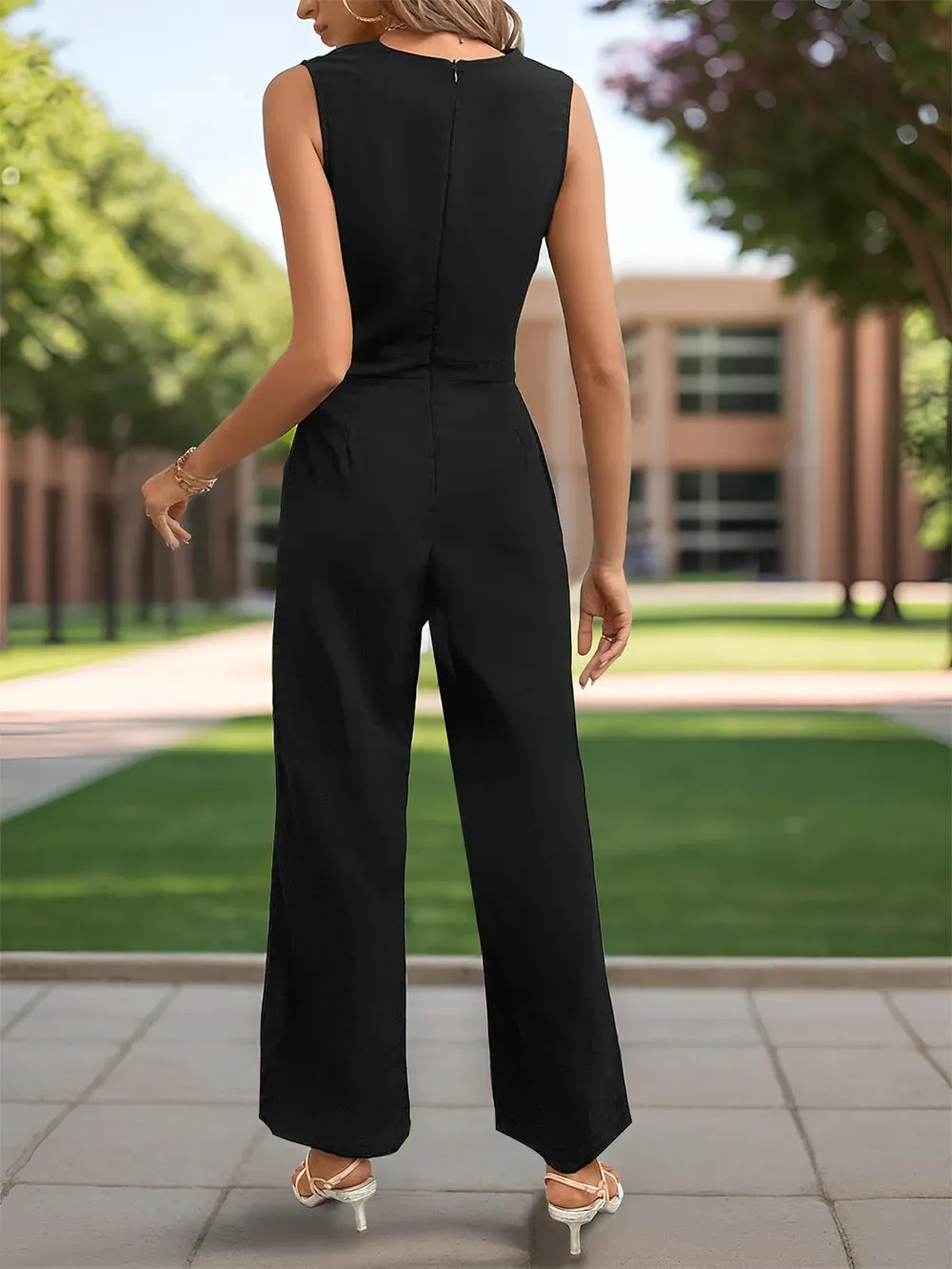 Perfee Sleeveless Jumpsuit with Pockets sold by Gigi Laurent product image thumbnail 2