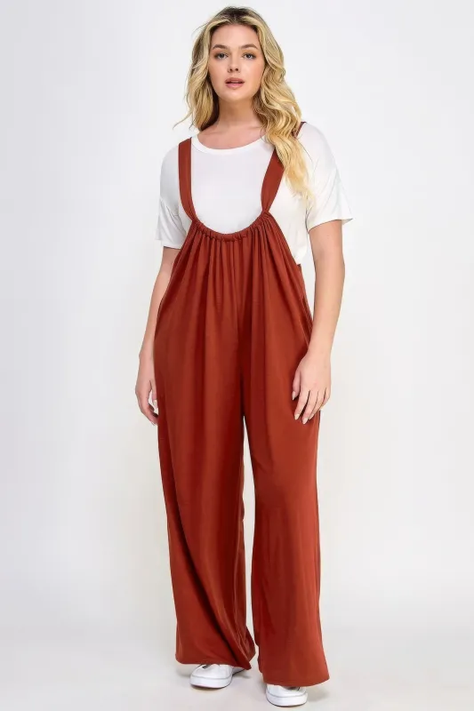 French Terry Wide Leg Jumpsuit Overalls made by C.C