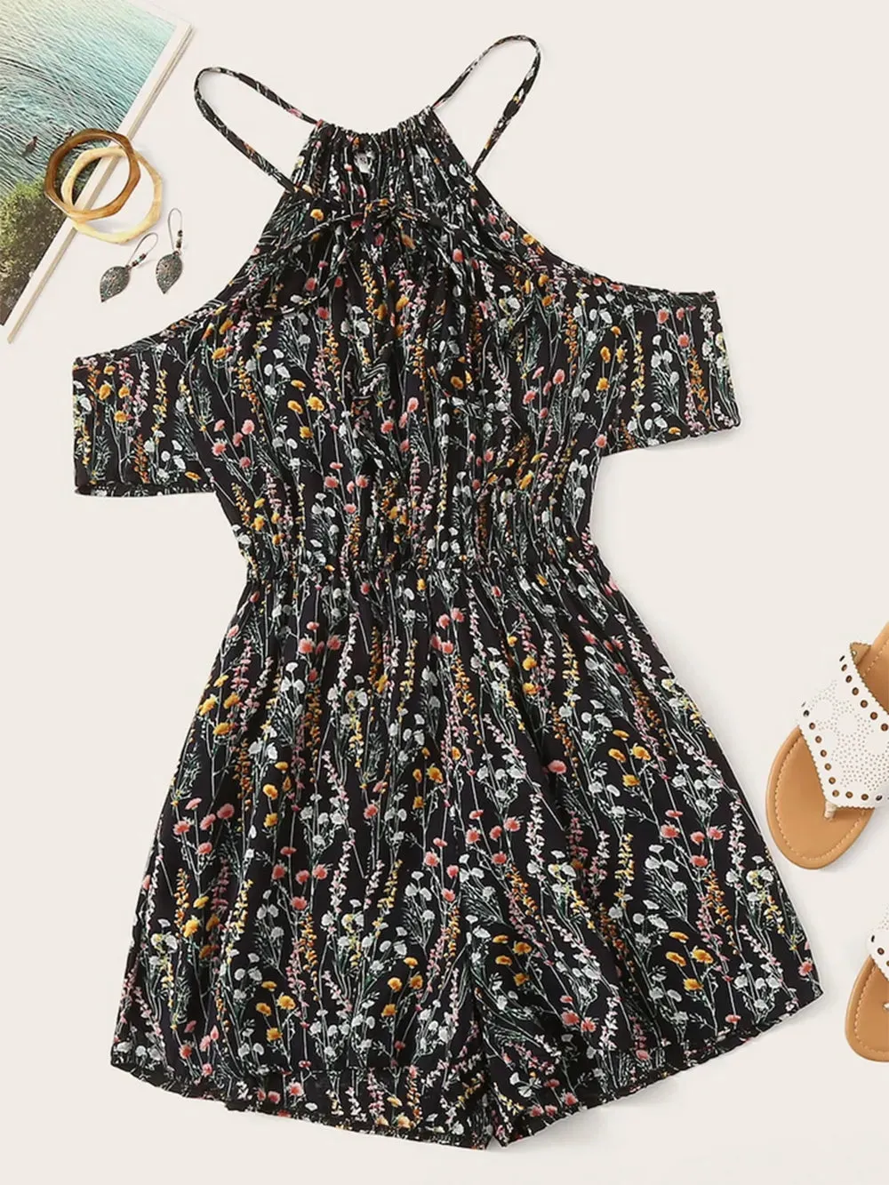 Tied Printed Short Sleeve Romper sold by Gigi Laurent