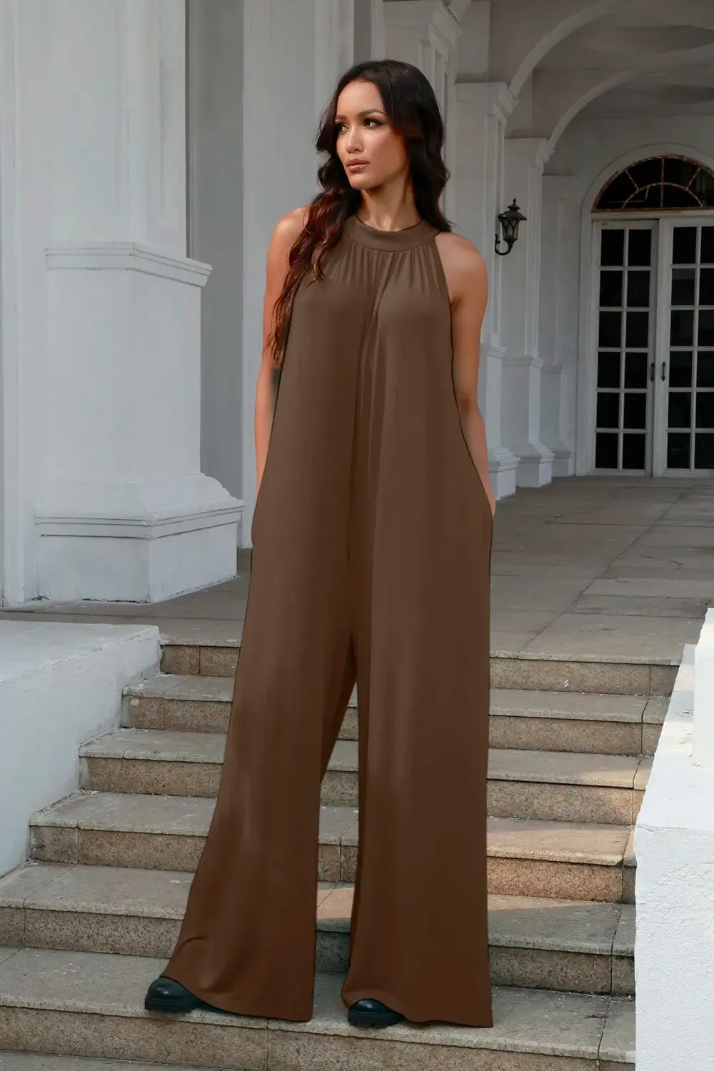 Double Take Full Size Tie Back Cutout Sleeveless Jumpsuit sold by Gigi Laurent product image thumbnail 4