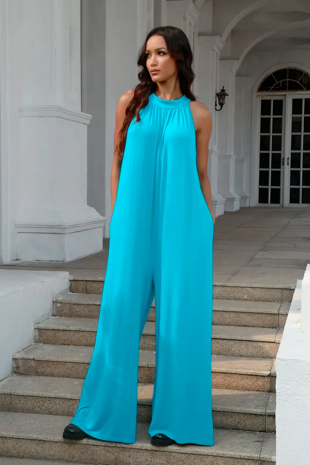 Double Take Full Size Tie Back Cutout Sleeveless Jumpsuit sold by Gigi Laurent
