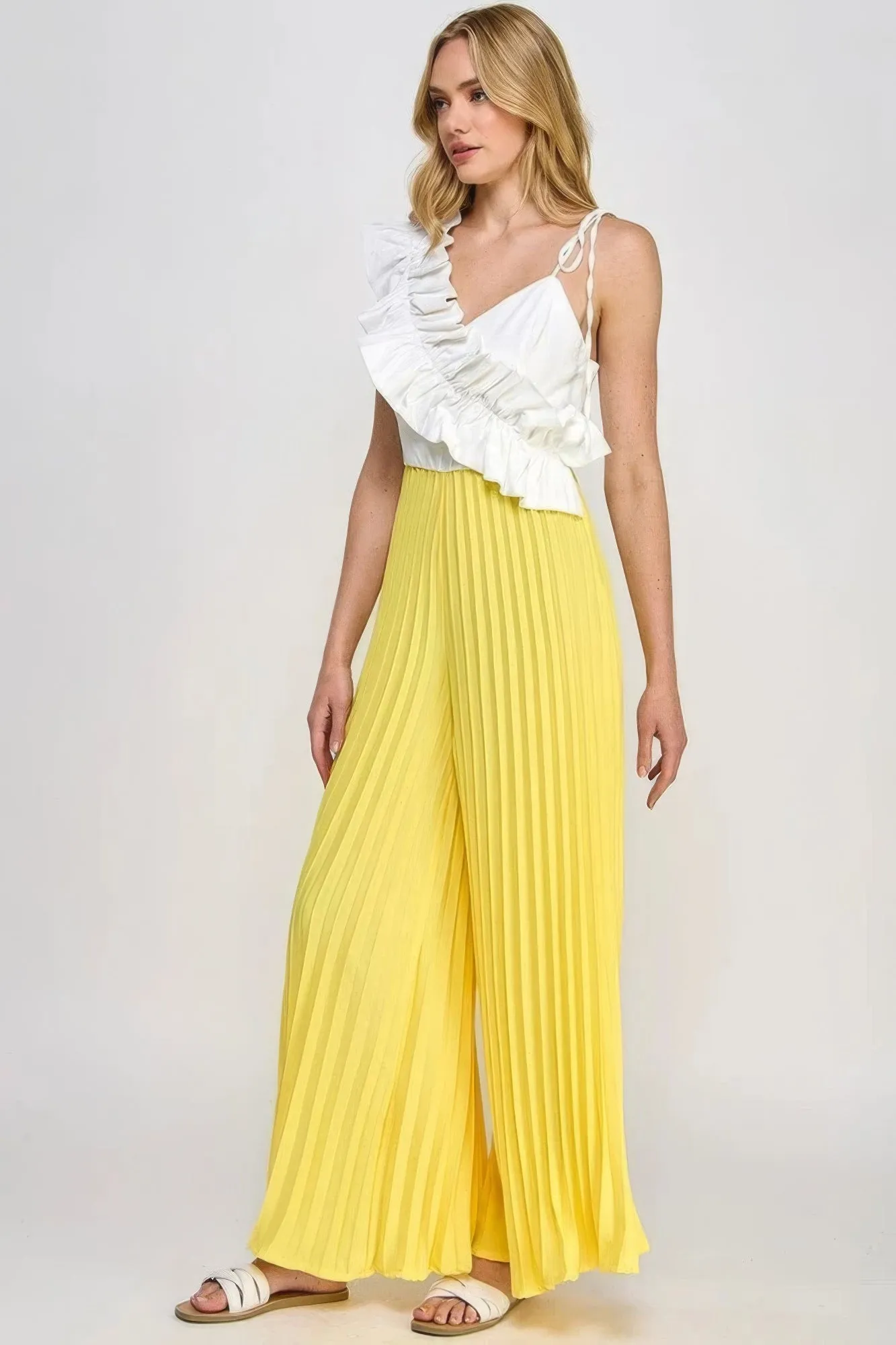 Cami Asymmetrical Ruffle Detail Pleated Bottom Jumpsuit sold by Gigi Laurent product image thumbnail 3