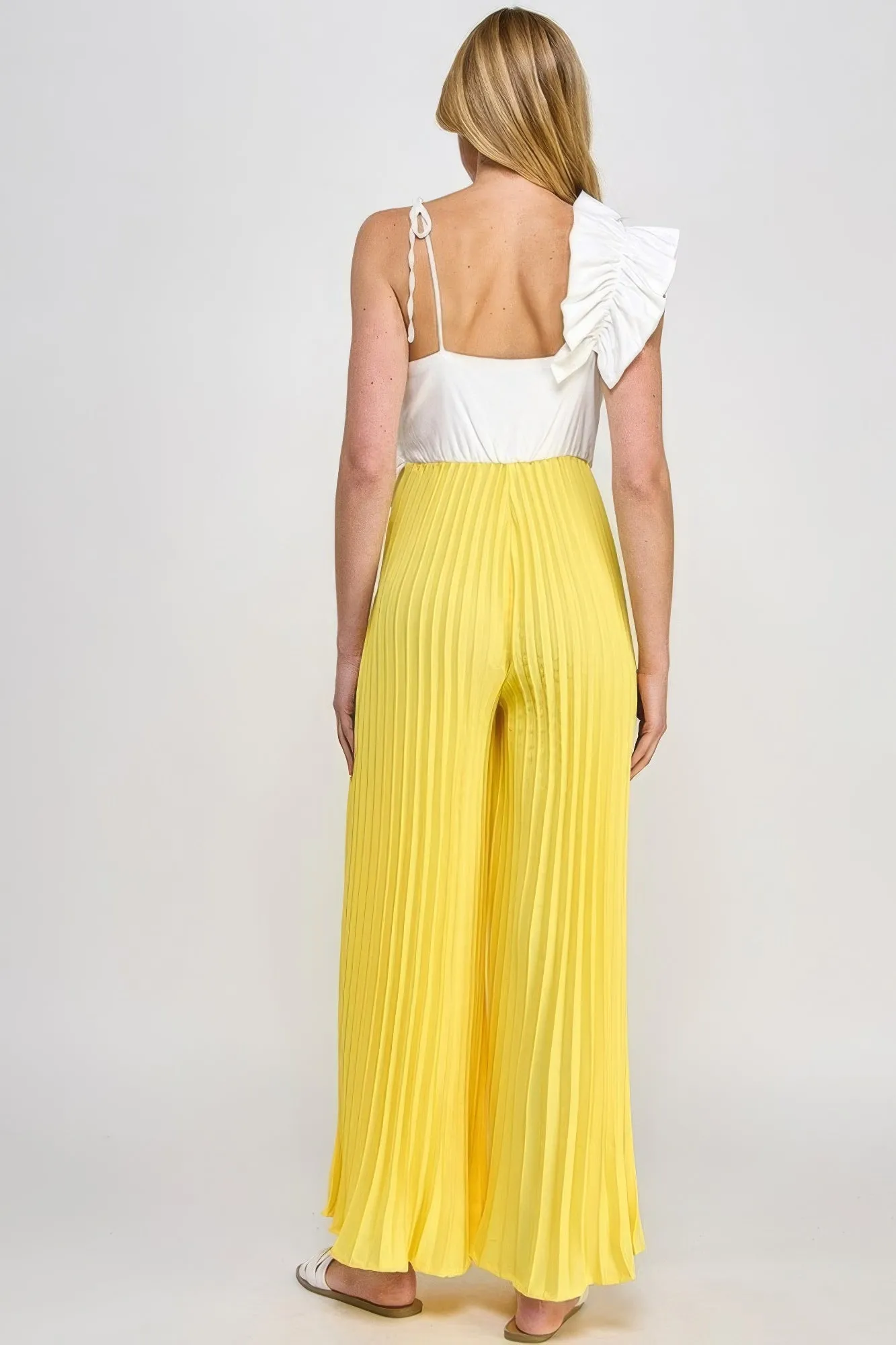 Cami Asymmetrical Ruffle Detail Pleated Bottom Jumpsuit sold by Gigi Laurent product image thumbnail 4