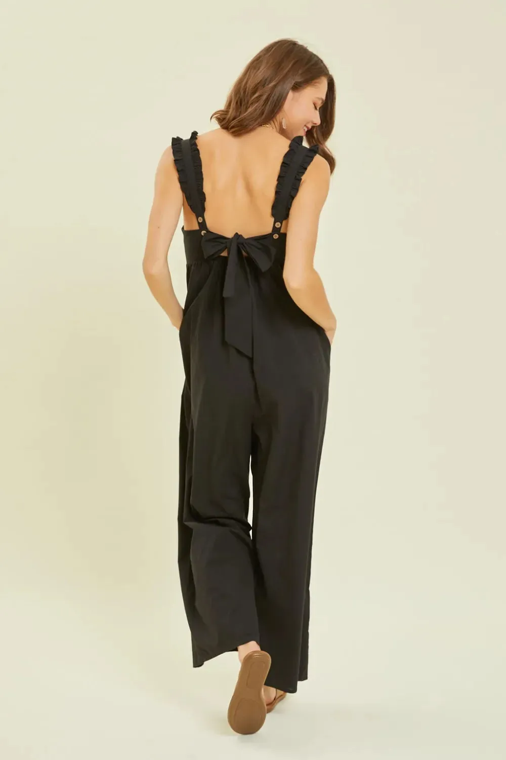 HEYSON Full Size Ruffled Strap Back Tie Wide Leg Jumpsuit sold by Gigi Laurent product image thumbnail 2
