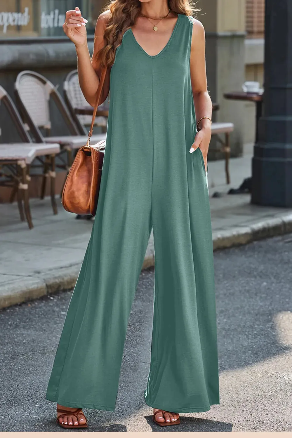 Full Size V-Neck Wide Strap Jumpsuit sold by Gigi Laurent product image thumbnail 5