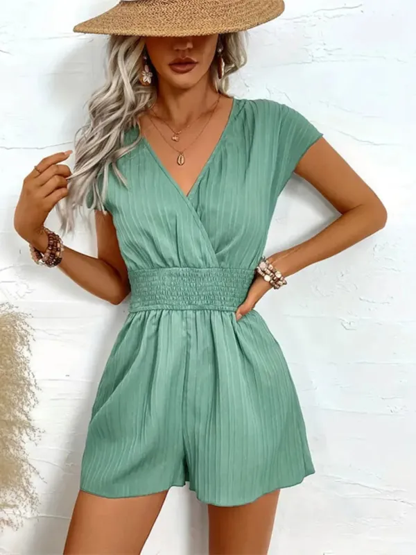 Tied Surplice Short Sleeve Romper sold by Gigi Laurent