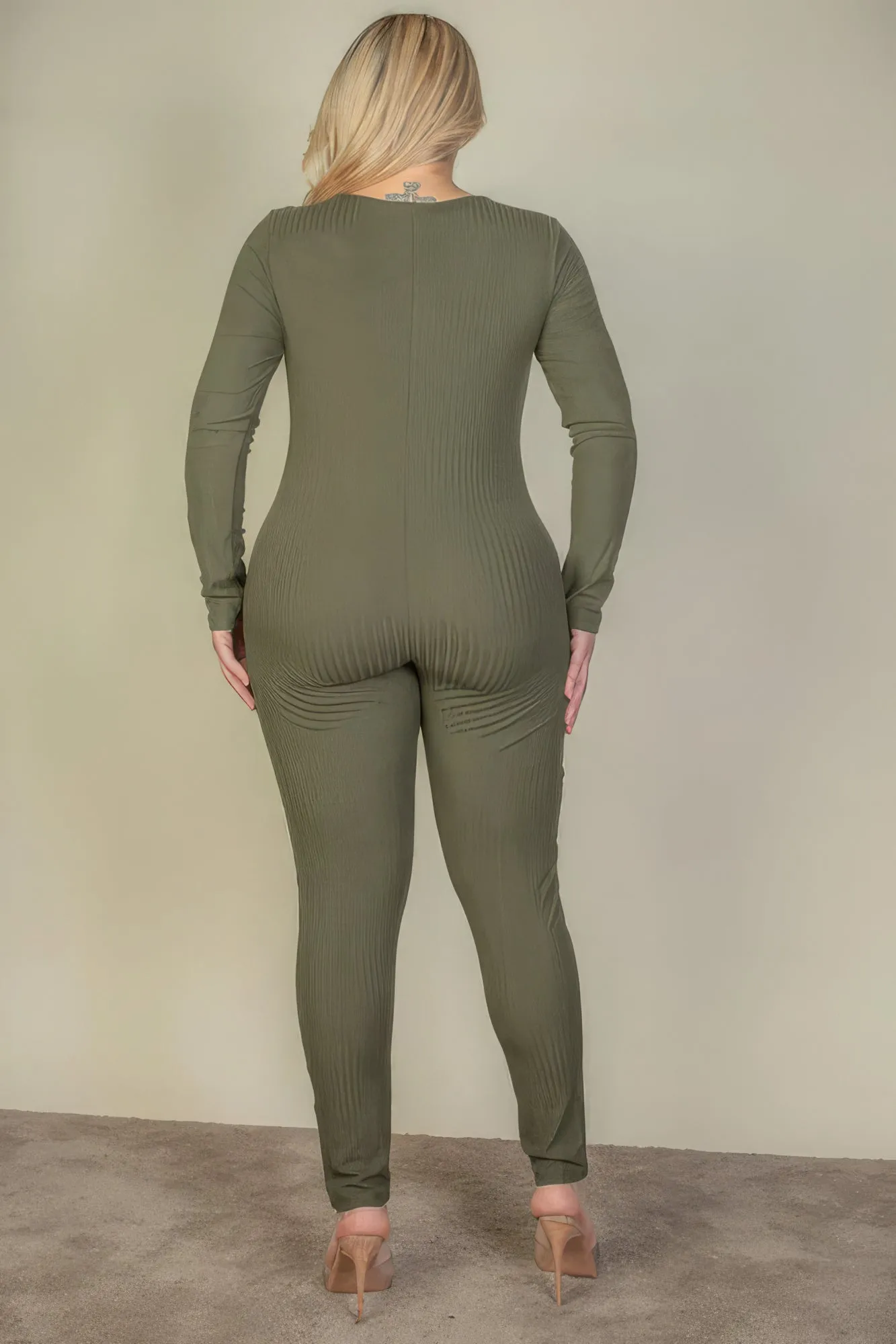 Plus Size Ribbed Scoop Neck Long Sleeve Jumpsuit sold by Gigi Laurent product image thumbnail 5