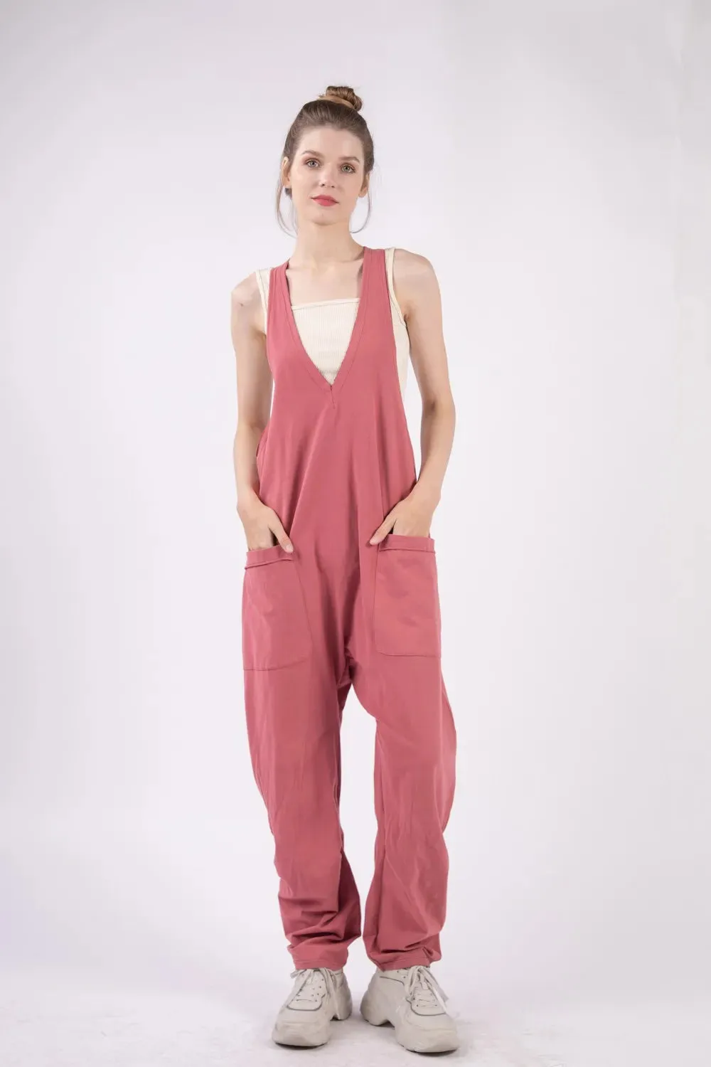 VERY J Plunge Sleeveless Jumpsuit with Pockets sold by Gigi Laurent