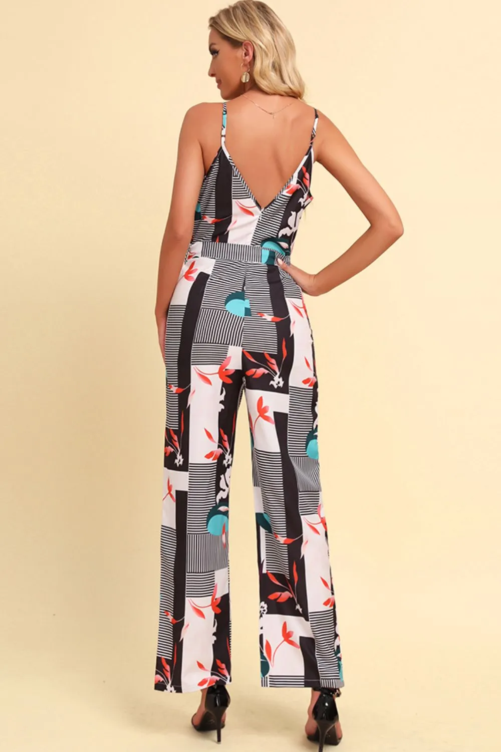 Printed Spaghetti Strap Tied Jumpsuit sold by Gigi Laurent product image thumbnail 2