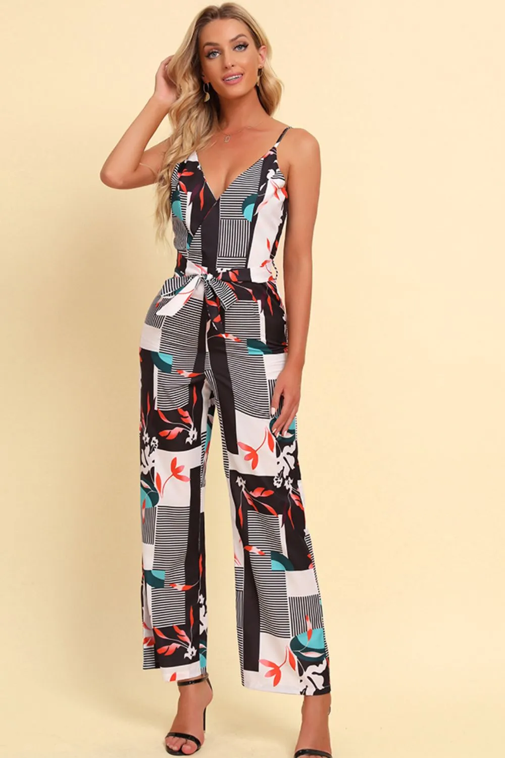 Printed Spaghetti Strap Tied Jumpsuit sold by Gigi Laurent product image thumbnail 3
