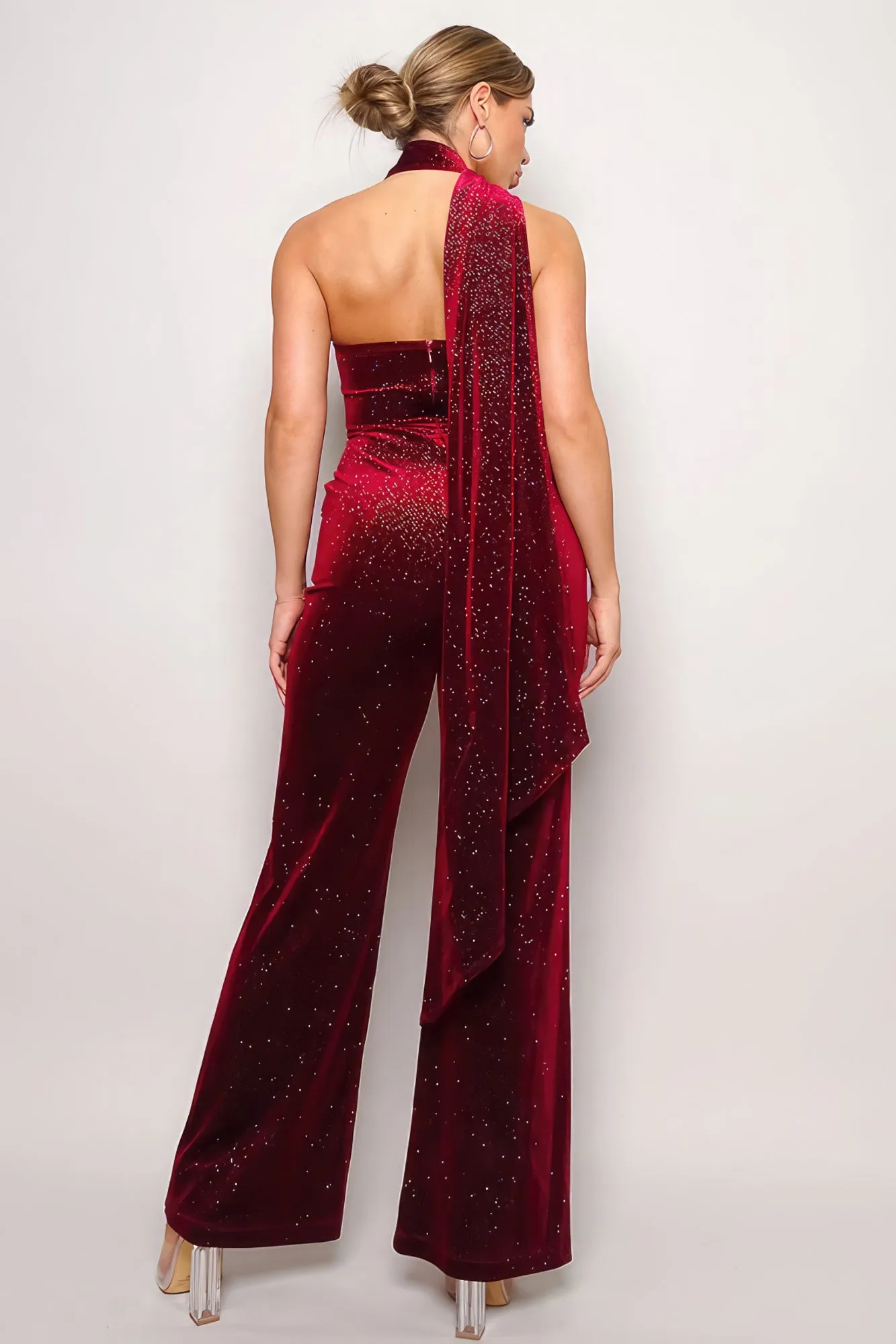 Scarf Top Glitter Velvet Jumpsuit sold by Gigi Laurent product image thumbnail 5